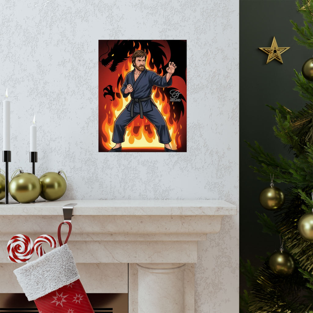Martial Arts Master Poster | Matte Vertical Poster, Karate Dragon Flames