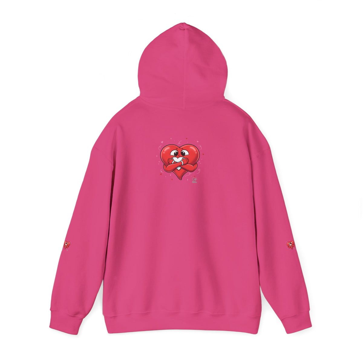 Graphic Heart Unisex Heavy Blend Hooded Sweatshirt | Red Heart Cartoon Sweatshirt