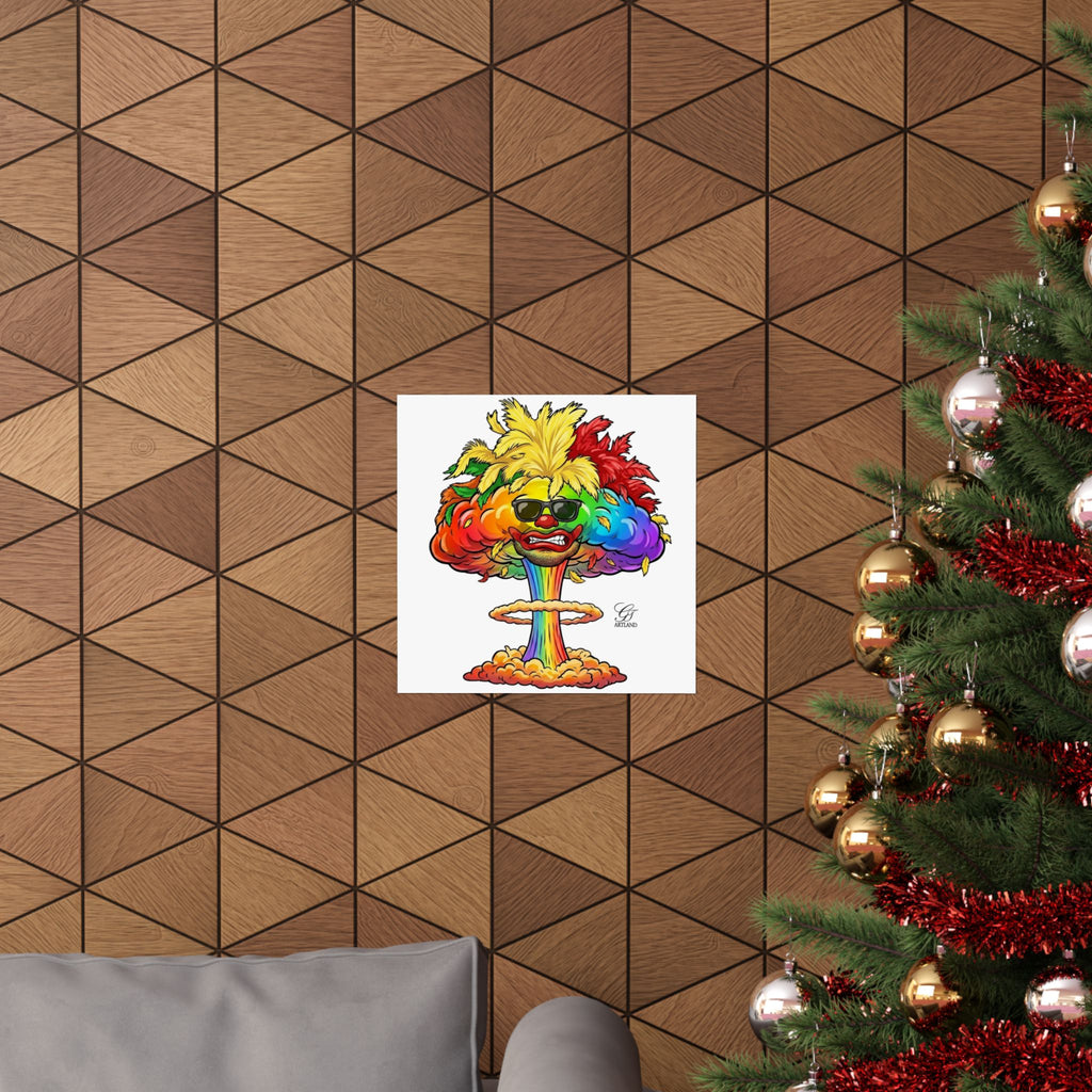 Rainbow Clown Mushroom Cloud Poster | Matte Vertical Art Print by GT Artland