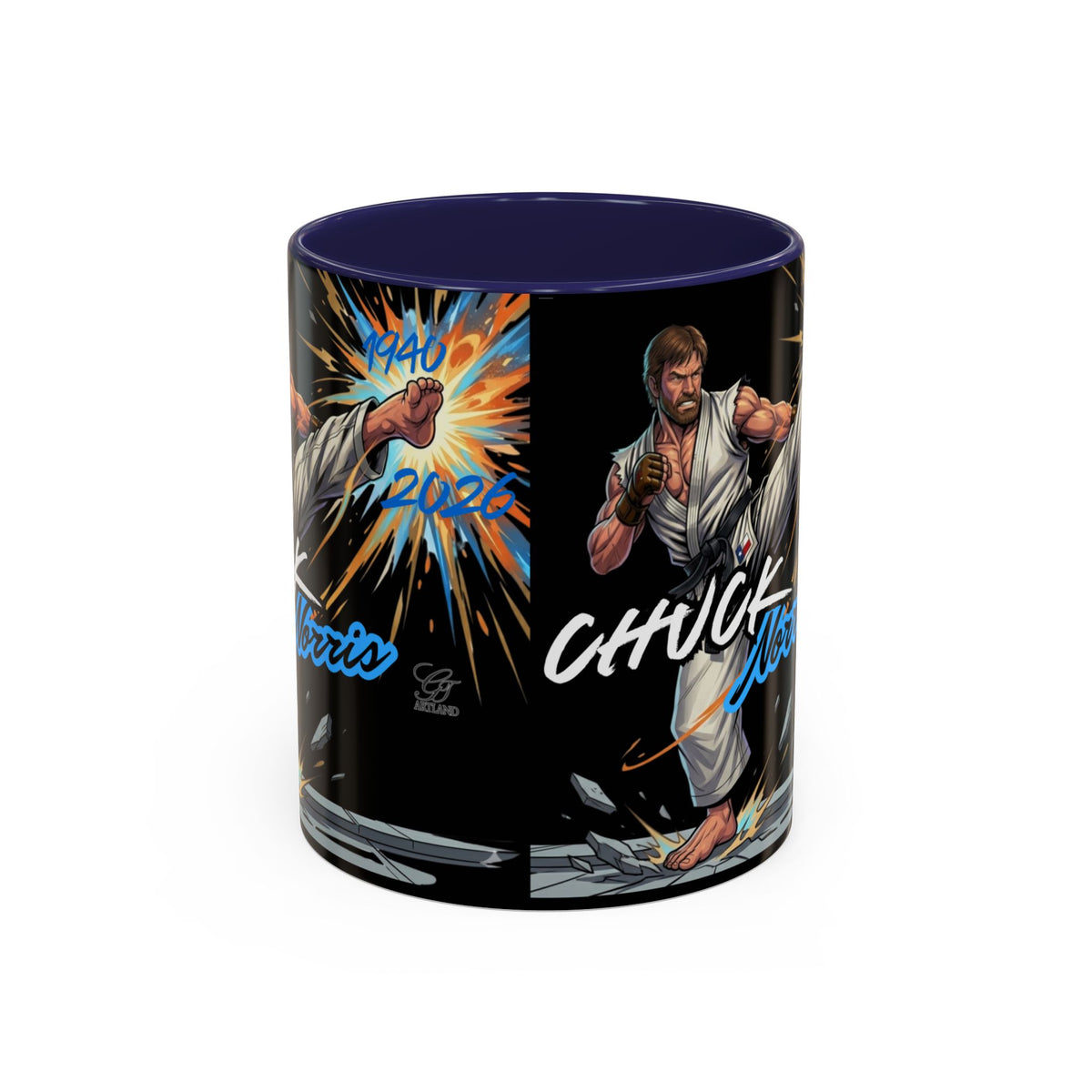 Norris Martial Artist Kick Mug | Black Accent Coffee Cup