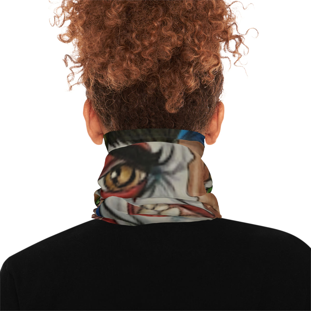 Clown Duo Face Split Neck Gaiter — Half Joker, Half Femme Skull Designer Mask by GT Artland