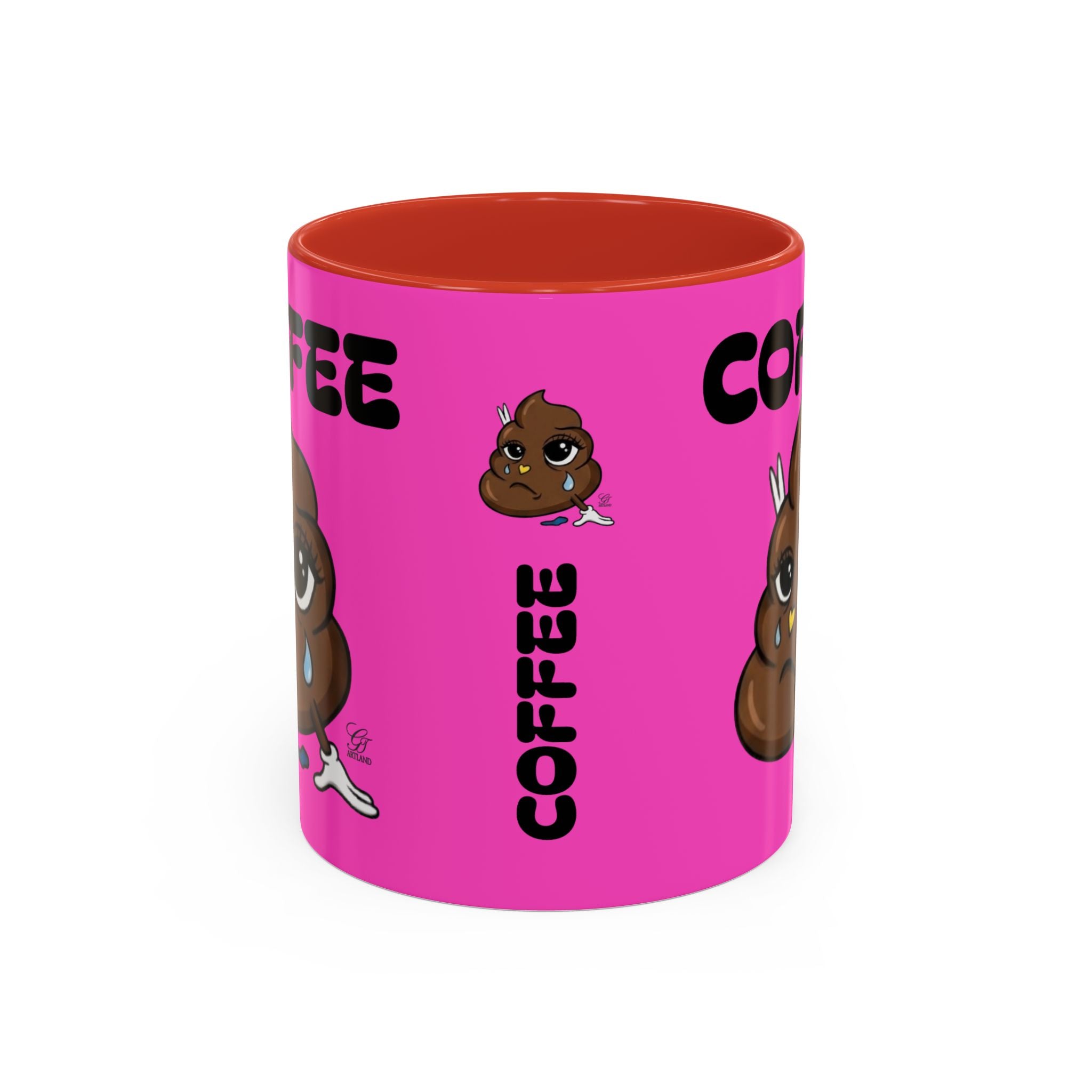 Coffee Mug — Pink 'Coffee' Sad Poop Emoji Accent Ceramic Mug (11/15oz) by GT Artland
