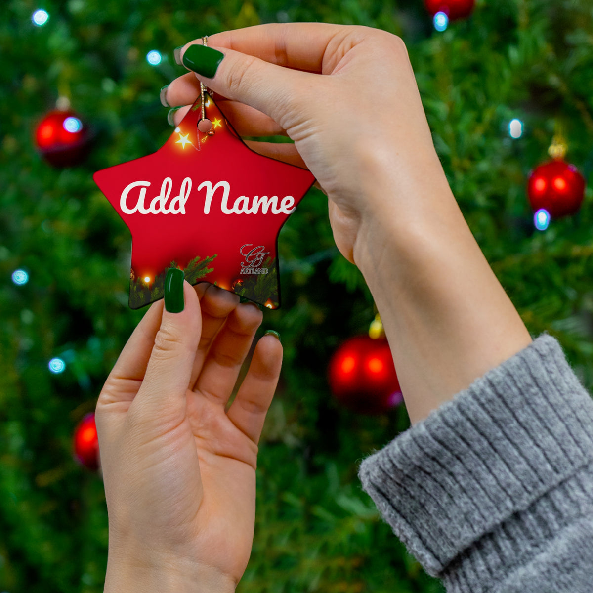 Copy of GT Artland Logo Monogram Ceramic Ornament — Personalized Round Holiday Decoration by GT Artland