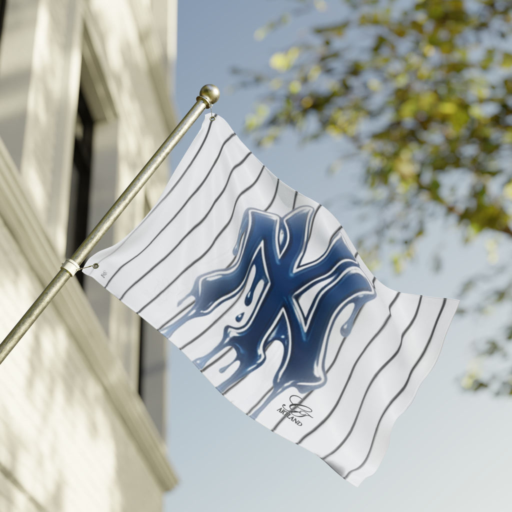 Dripping Pinstripe NY Fan Logo Flag | Double Sided Designer Flag by GT Artland