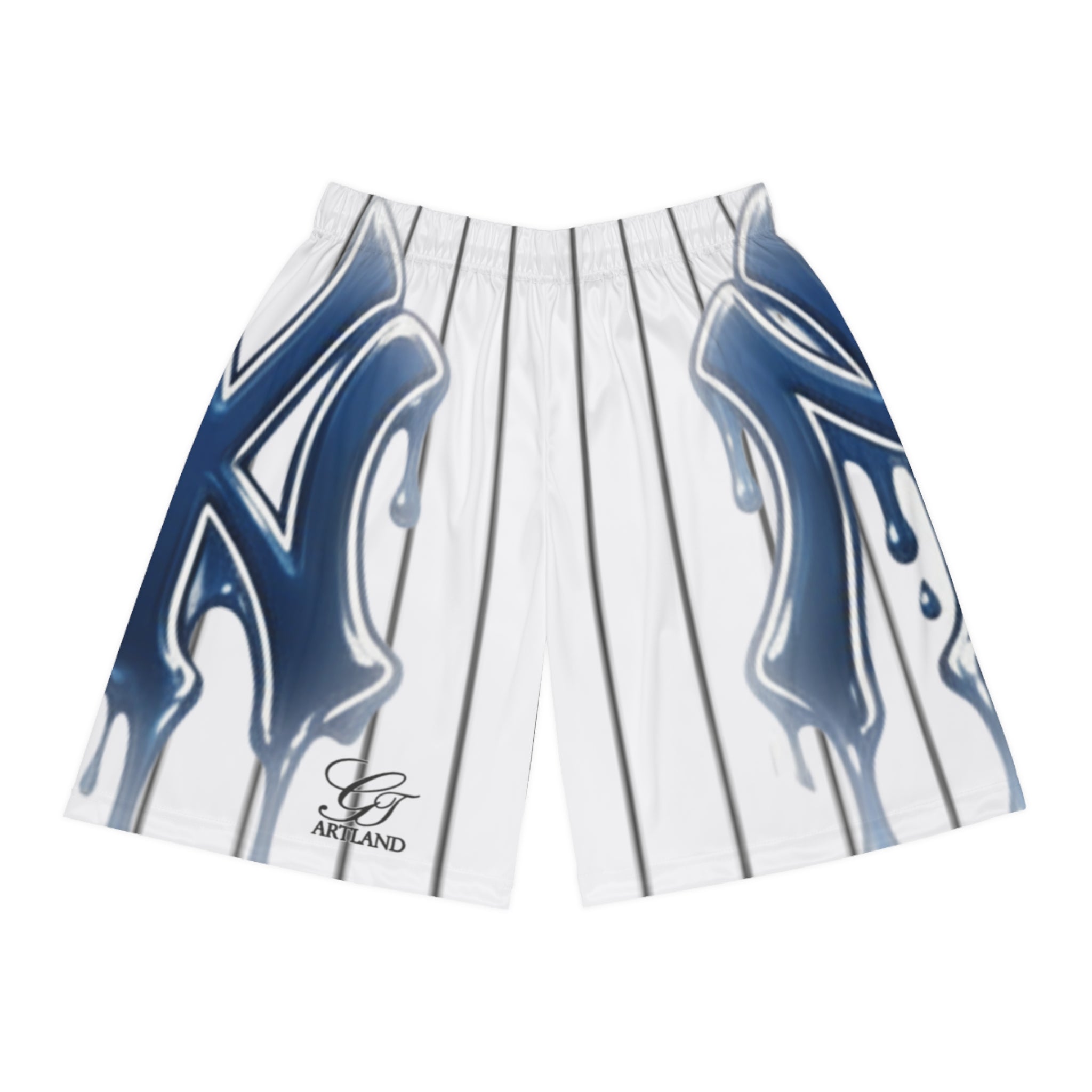 Dripping NY Logo Pinstripe Basketball Shorts | AOP Athletic Wear by GT Artland