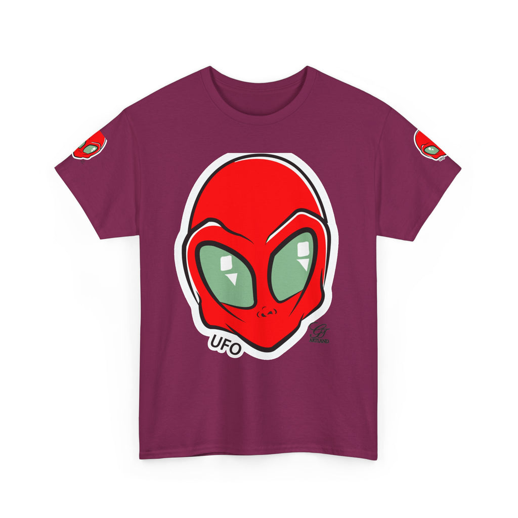 Red Alien Head UFO Tee | Retro Space Graphic T-Shirt