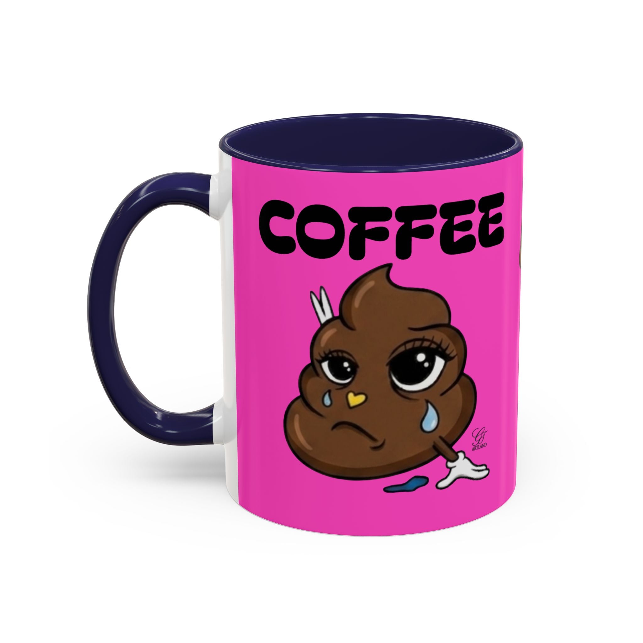 Coffee Mug — Pink 'Coffee' Sad Poop Emoji Accent Ceramic Mug (11/15oz) by GT Artland