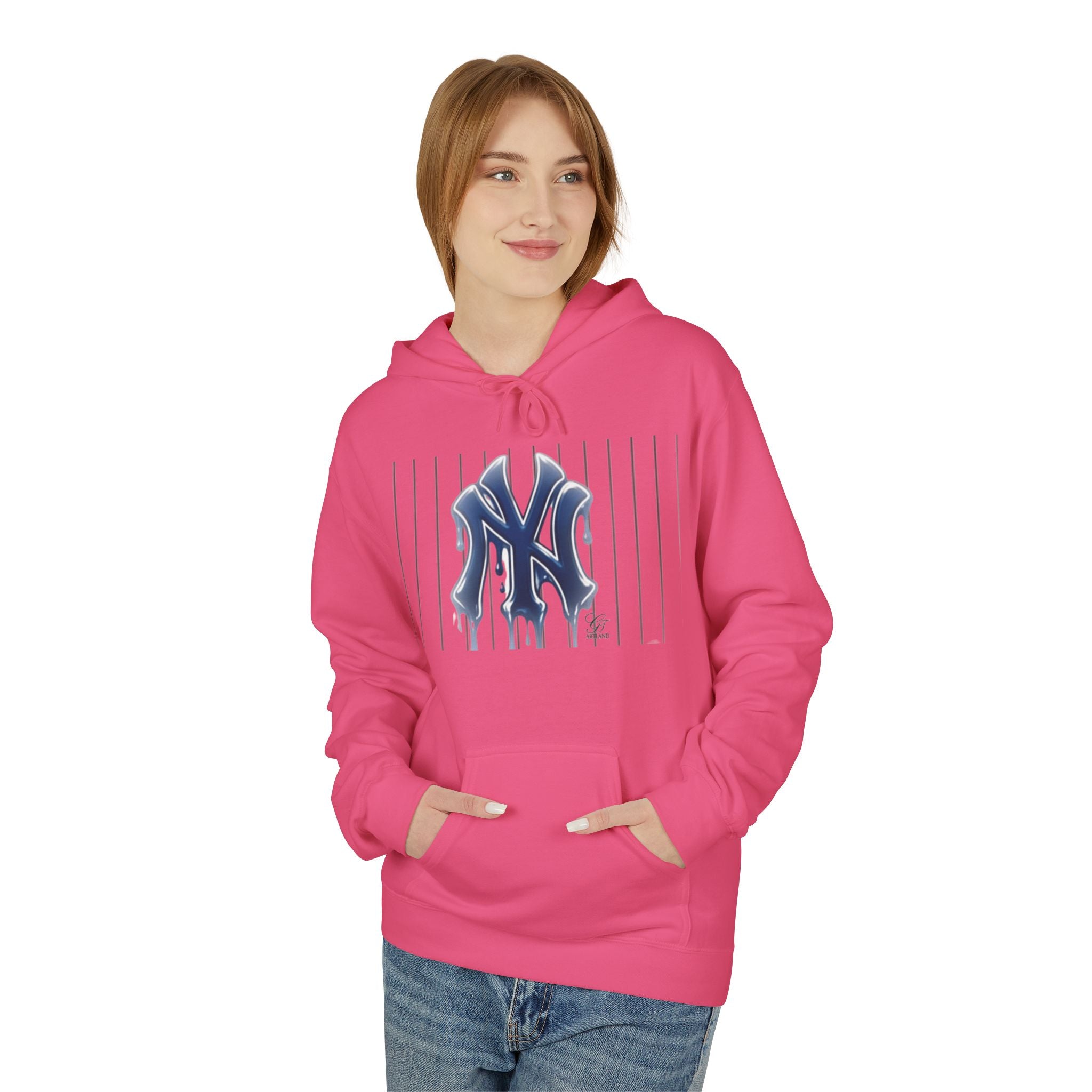 Dripping NY Fan Gear Logo Hoodie | Baseball Pinstripe Streetwear by GT Artland