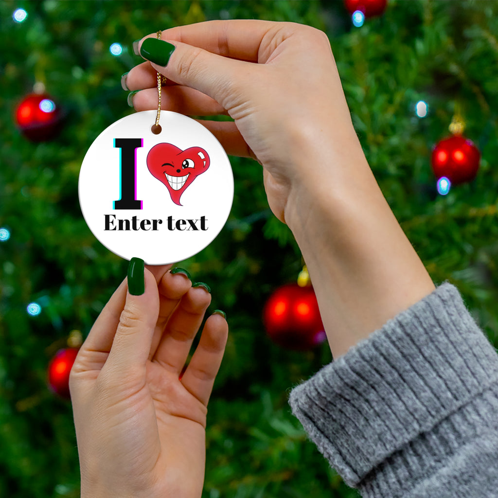 Personalized I Love You I Heart Ceramic Ornament by GT Artland