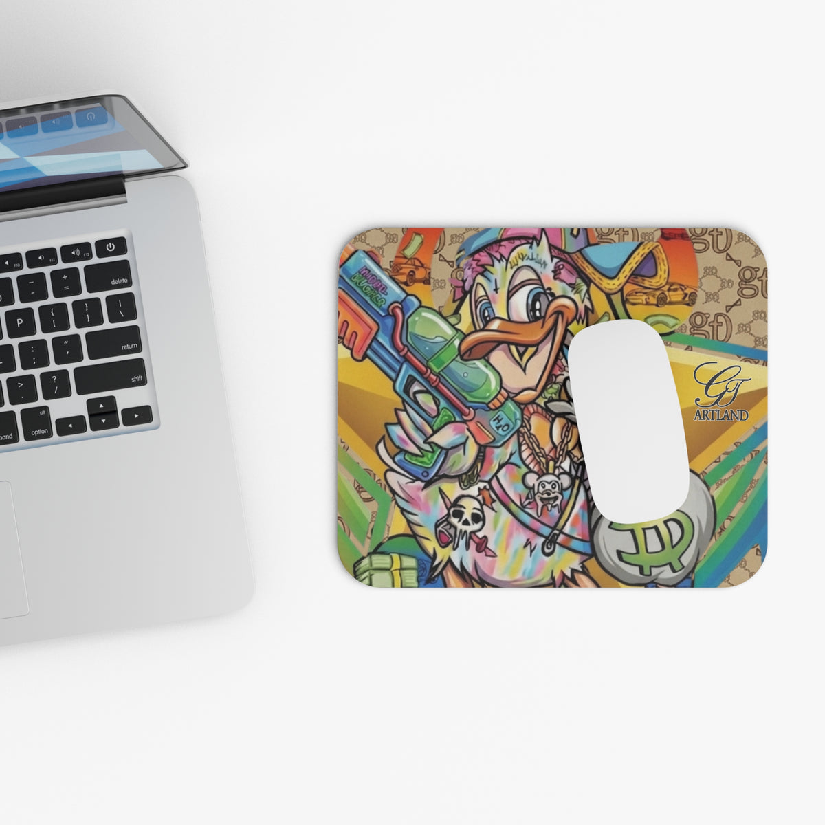 Cartoon Money Duck Mouse Pad | Colorful Street Art Gaming Desk Mat by GT Artland