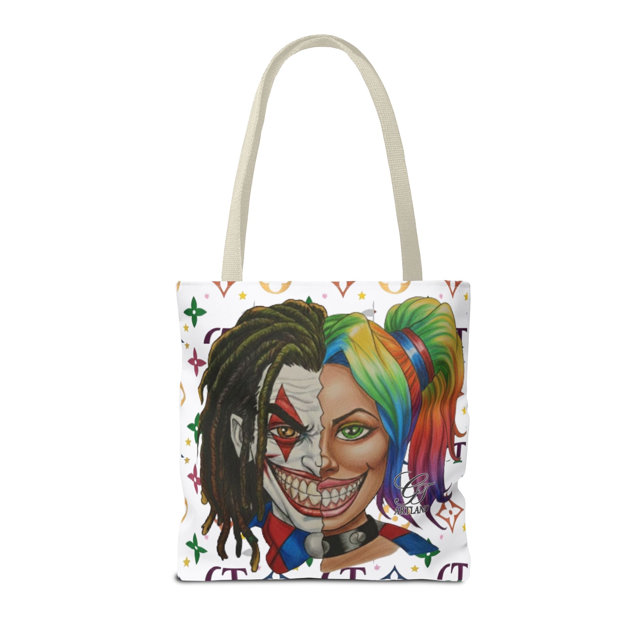 Two Faced Clown Couple Face Tote Bag – Urban Duo Swag by GT Artland