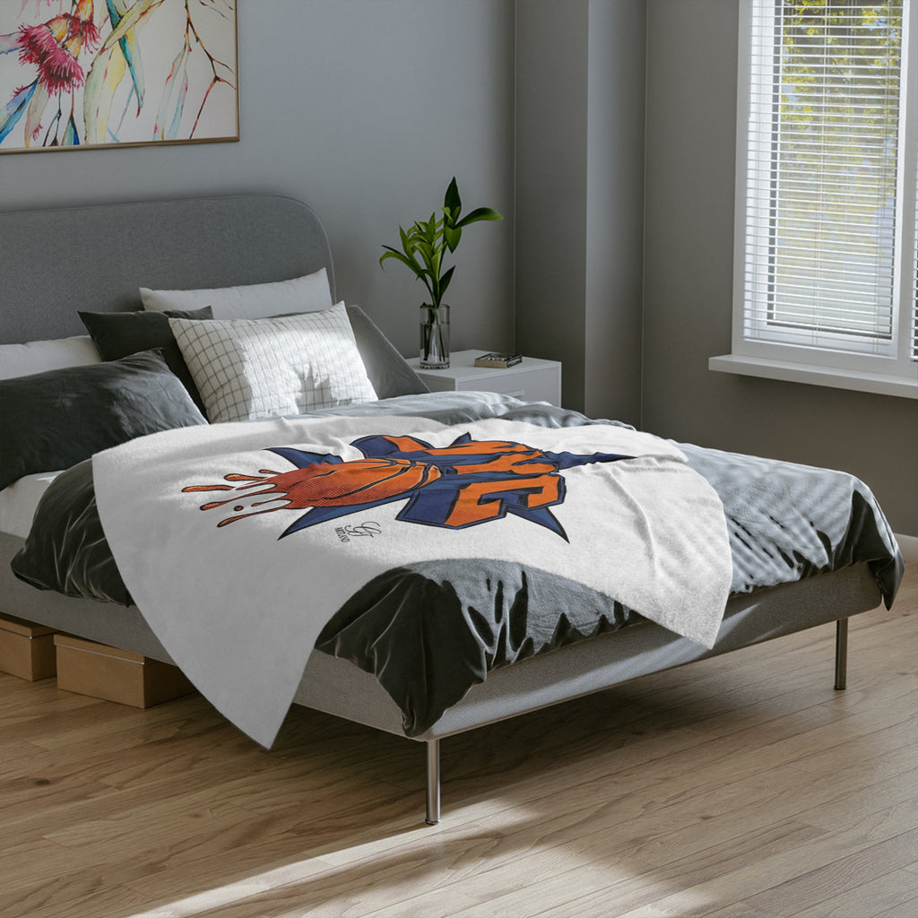 NYC Dripping Basketball Velveteen Microfiber Blanket | Sports City Logo Throw by GT Artland