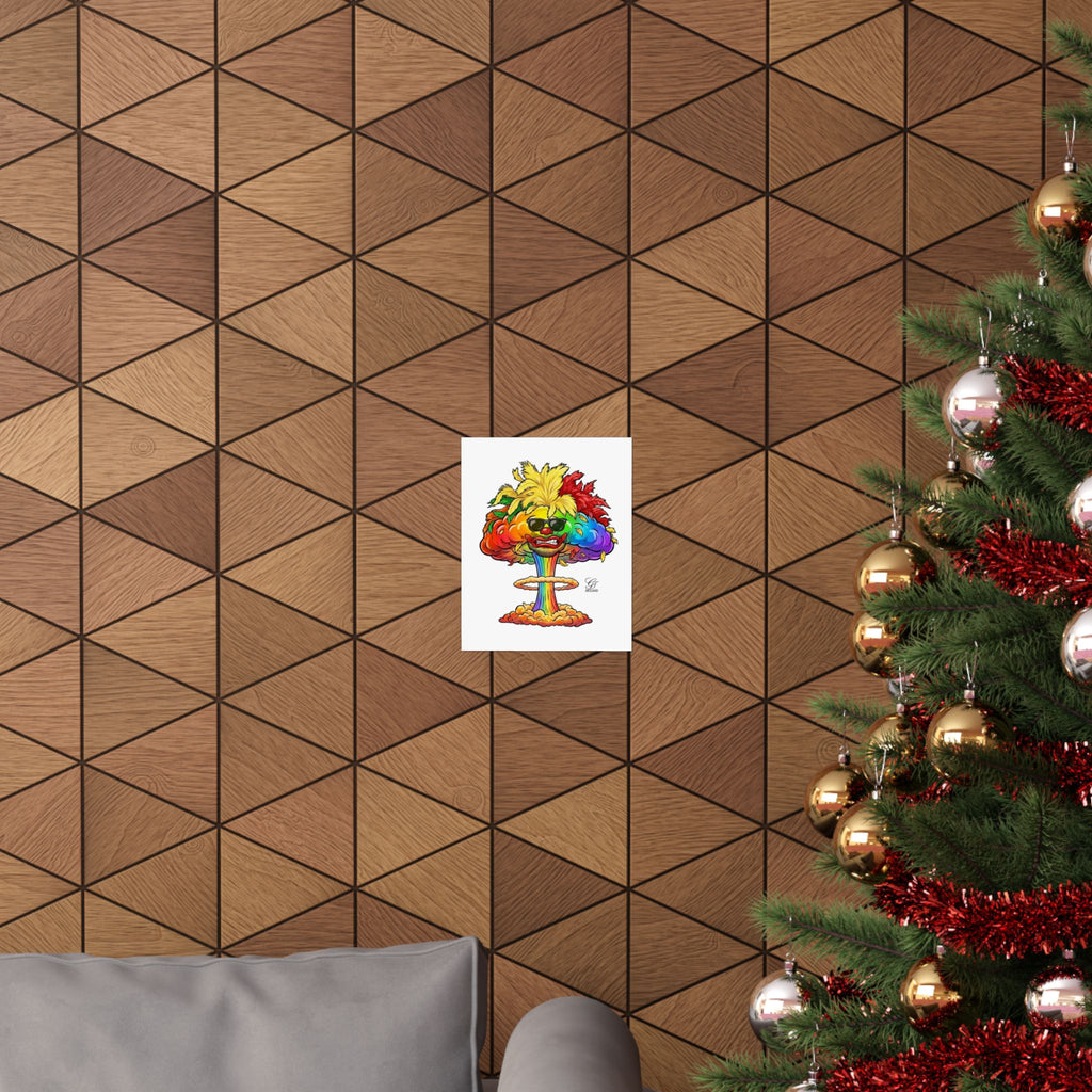 Rainbow Clown Mushroom Cloud Poster | Matte Vertical Art Print by GT Artland