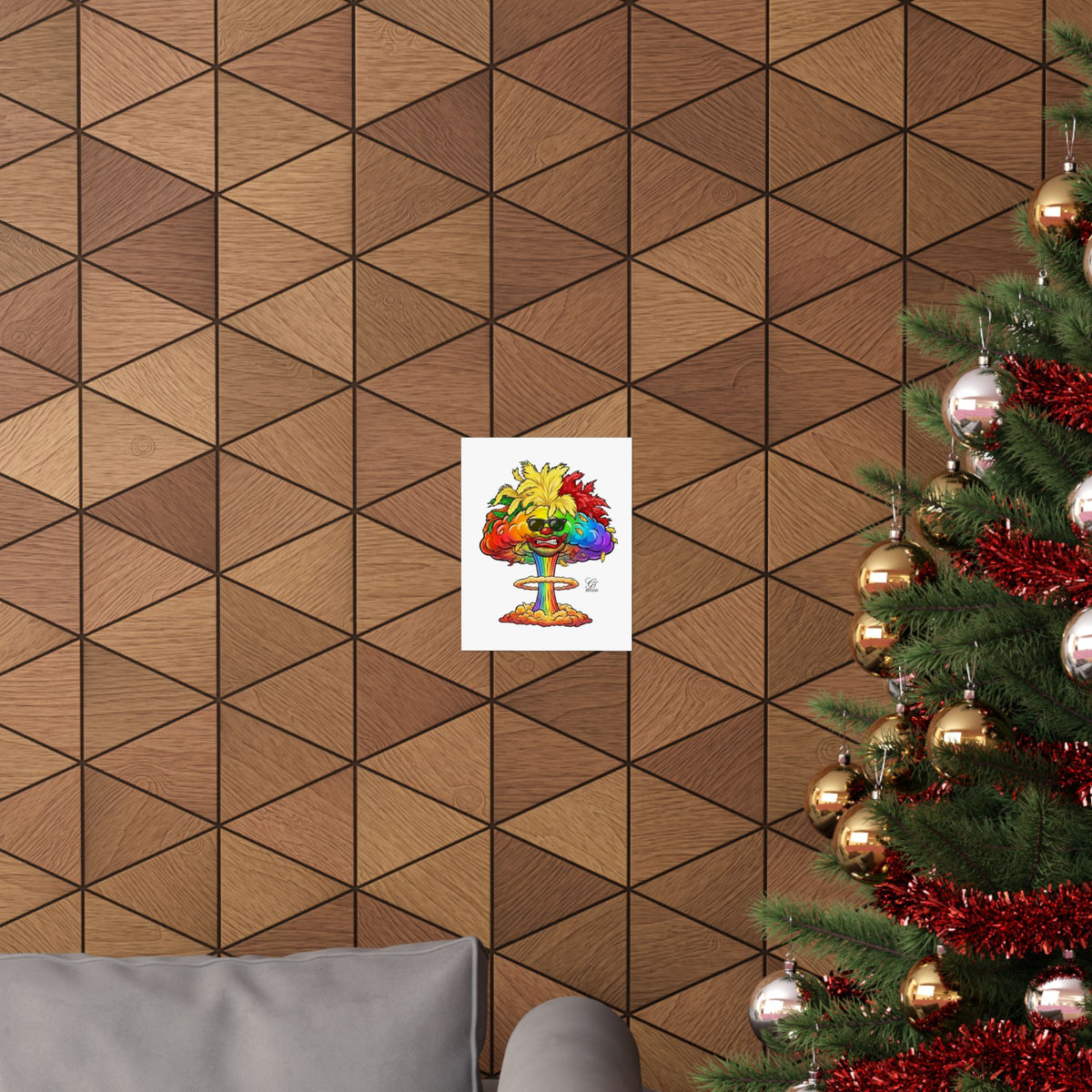 Rainbow Clown Mushroom Cloud Poster | Matte Vertical Art Print by GT Artland