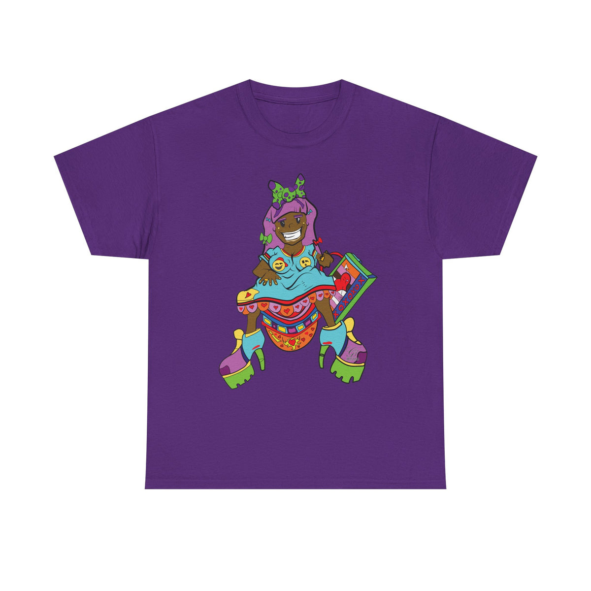 Colorful Psychedelic Girl Character T-Shirt | Retro Cartoon Graphic Tee by GT Artland