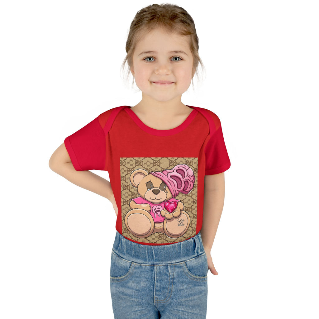 Pink Heart Teddy Bear Infant Bodysuit by GT Artland