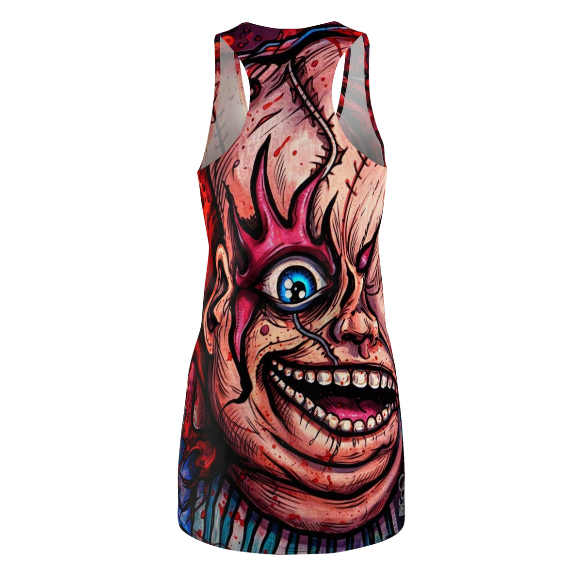 Playtimes Over Horror Scary Doll Designer Airbrush Racerback Dress by GT Artland