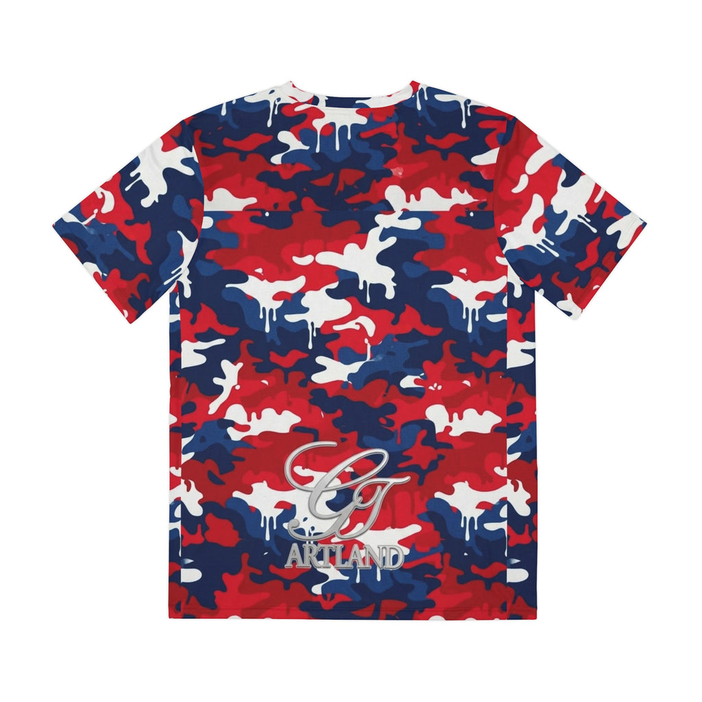 Patriotic Red White & Blue Designer Camo T-Shirt by GT Artland