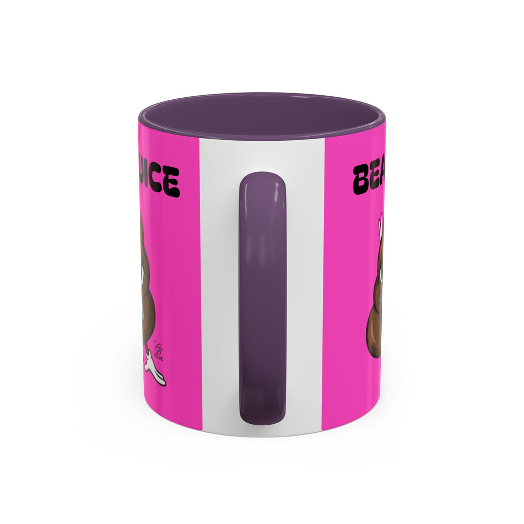 Bean Juice Coffee Mug — Funny Pink Accent Mug with Cute Poop Emoji Design (11/15oz) by GT Artland