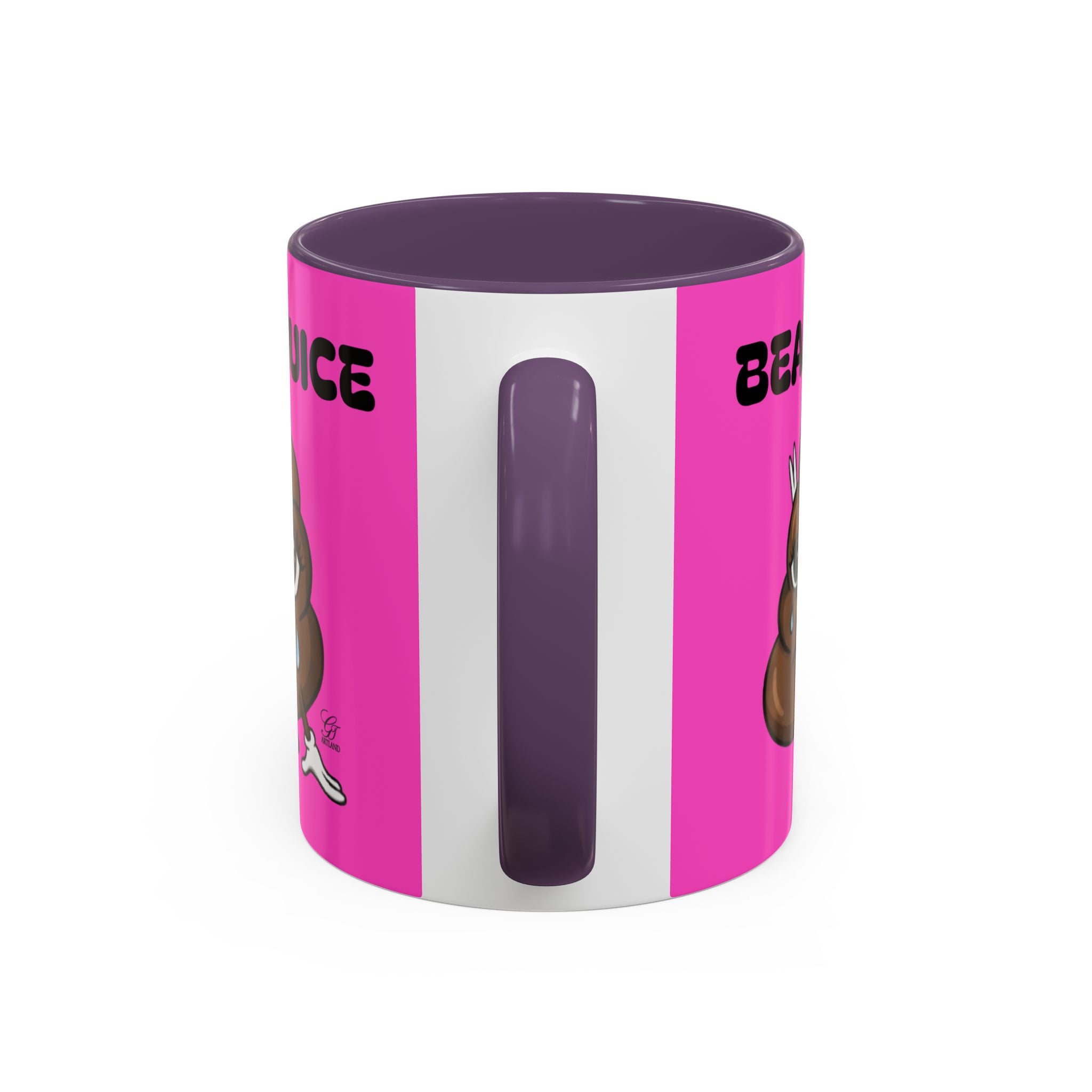 Bean Juice Coffee Mug — Funny Pink Accent Mug with Cute Poop Emoji Design (11/15oz) by GT Artland