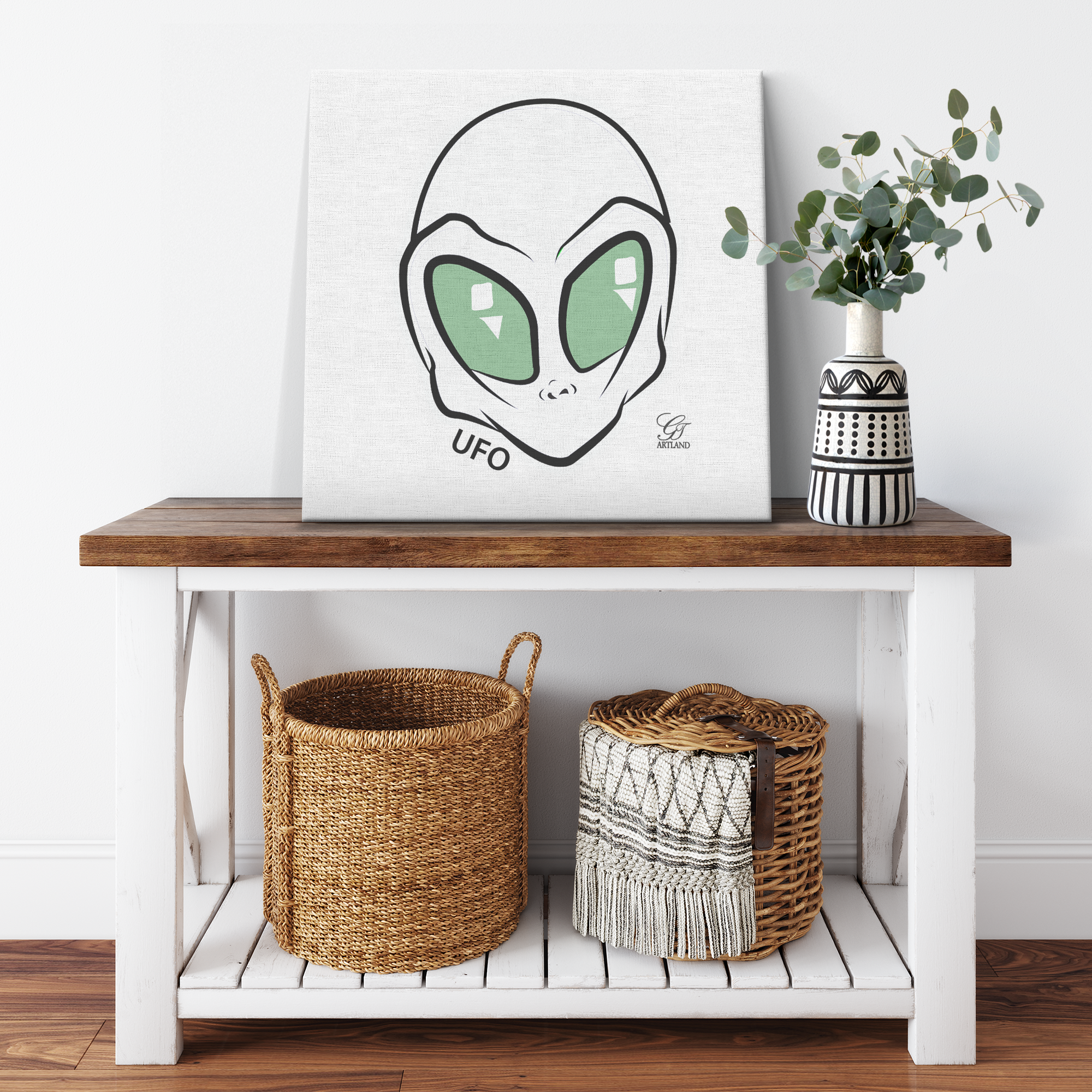 UFO Alien GT Fresh White Clean Edition Square Canvas Wrap by GT Artland