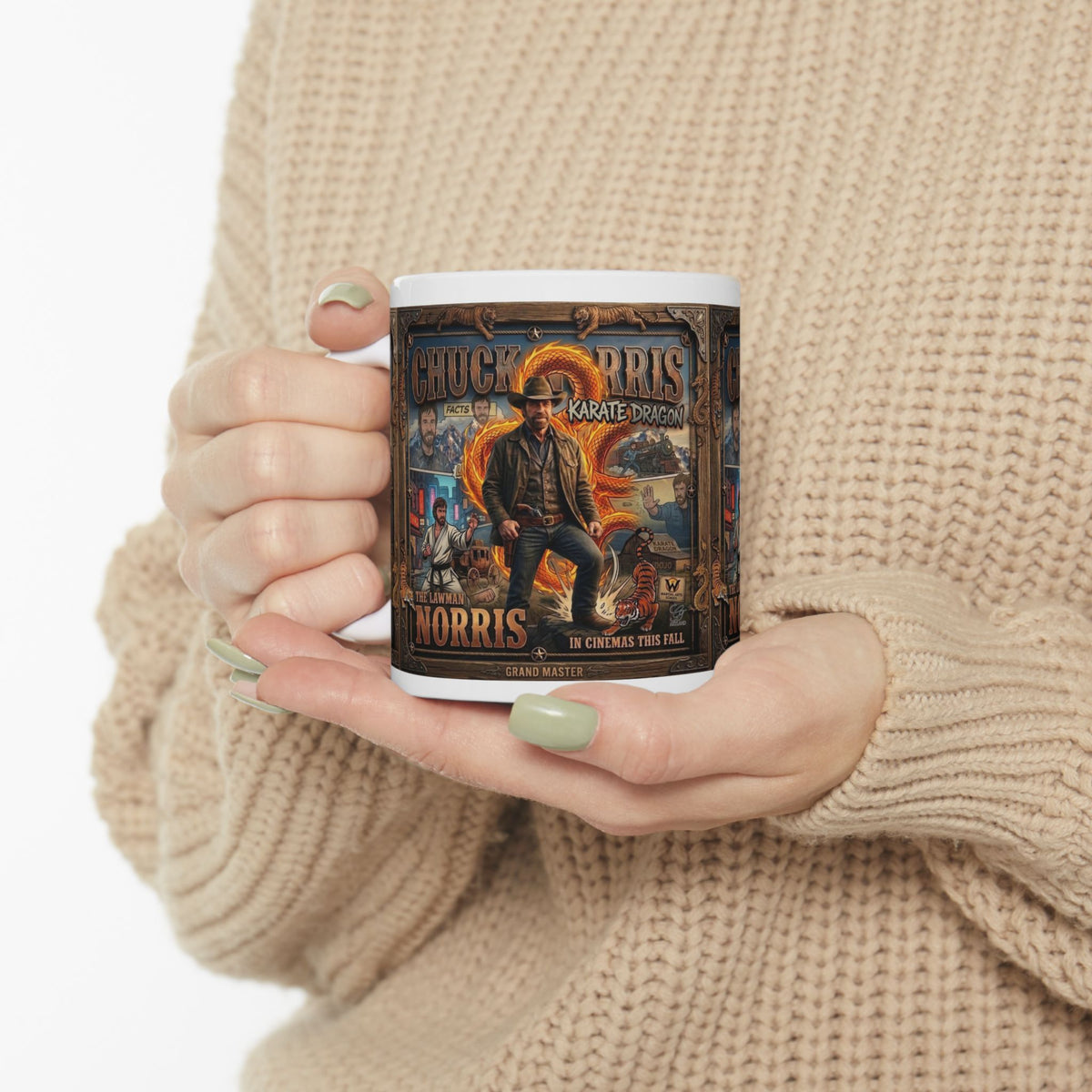 Vintage Action Poster Chuck Norris Mug | 11oz & 15oz Ceramic by GT Artland