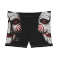 Horror Puppet Face Women's Shorts | Creepy Red Spiral Mask
