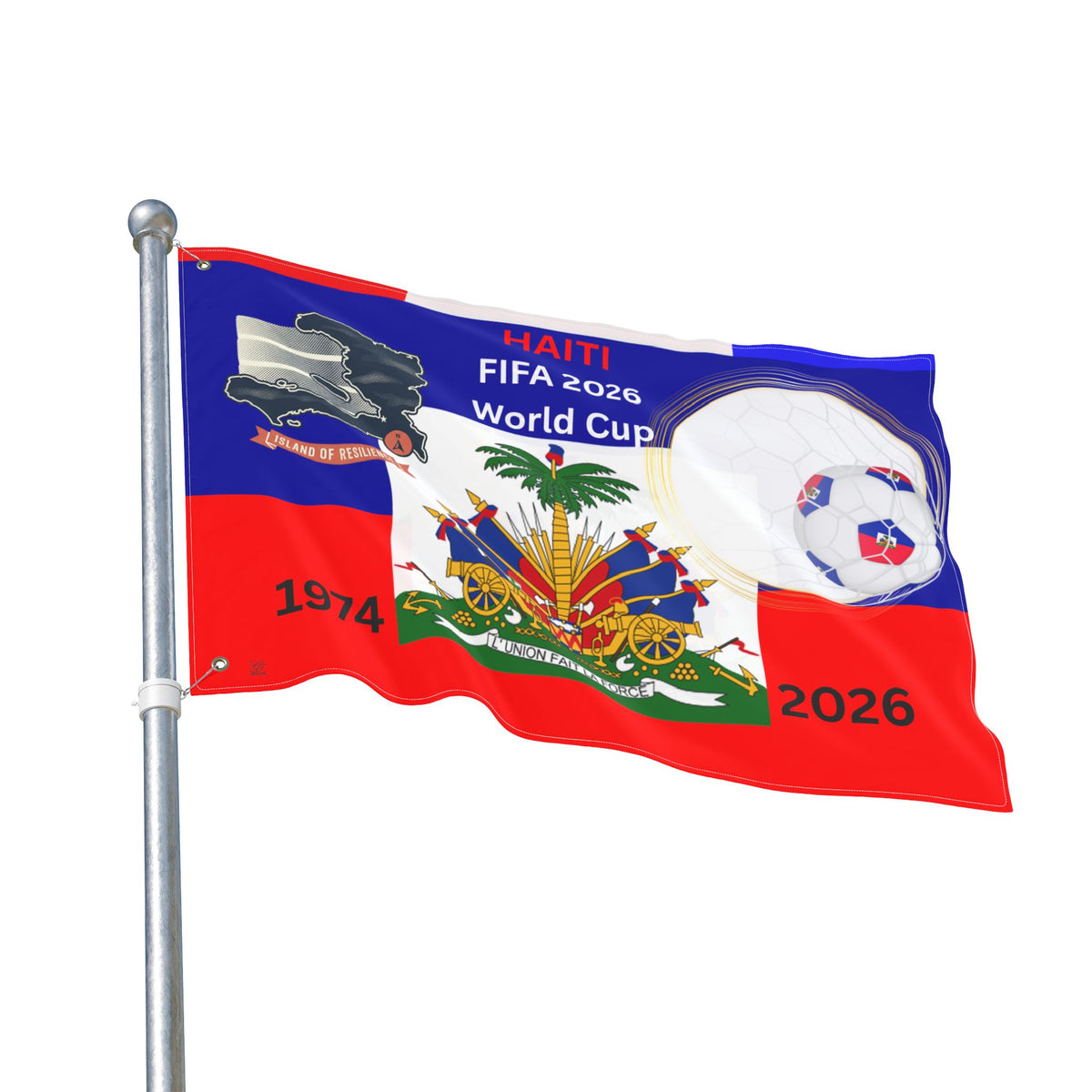 2026 World Cup Haitian Double Sided Football Flag | Soccer Flag