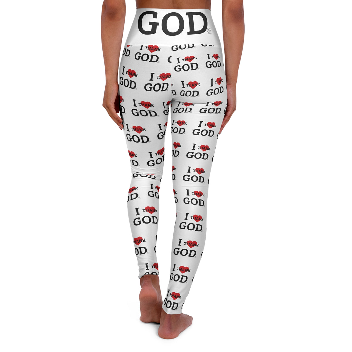 I Love God Pattern Leggings | High Waisted Yoga Leggings by GT Artland