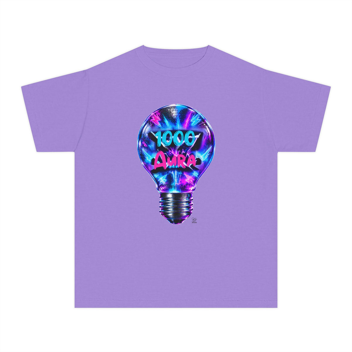 Colorful Light Bulb Youth T-Shirt -"1000 AURA" Graphic T-Shirt