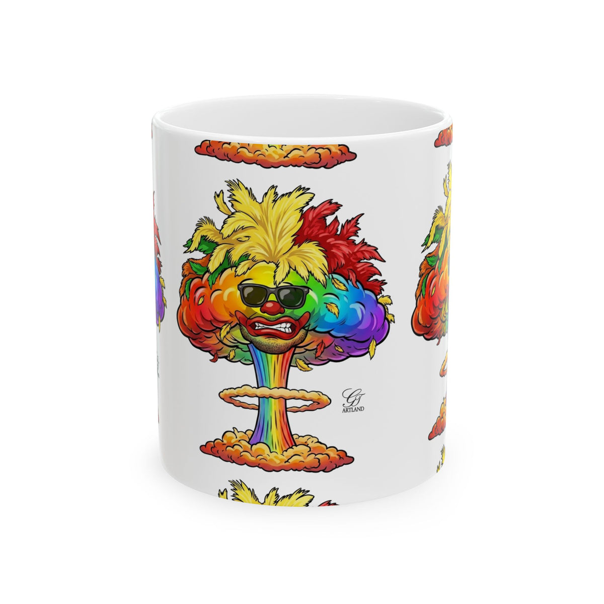 Rainbow Mushroom Cloud Mug | Psychedelic Explosion Ceramic Mug by GT Artland
