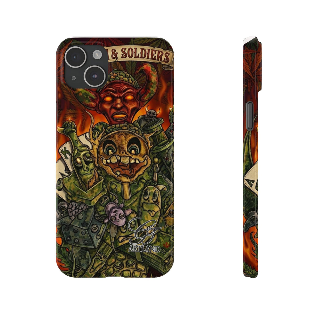 Devils Army Illustration Slim Phone Case | Horror Soldier Art by GT Artland
