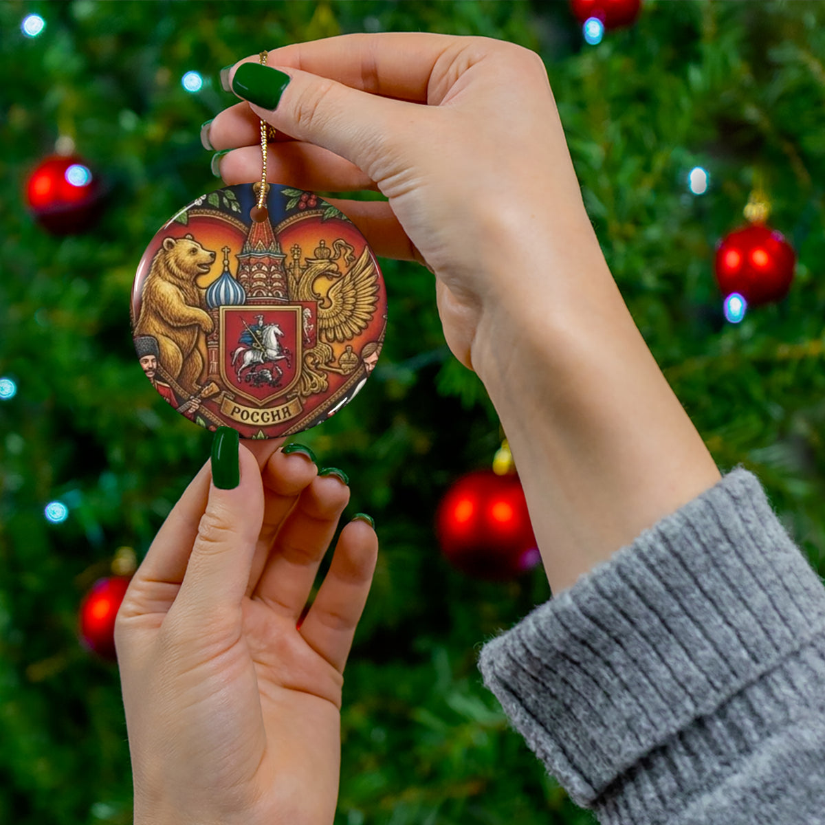 Russian Coat of Arms Ceramic Ornament — Round Holiday Decoration by GT Artland