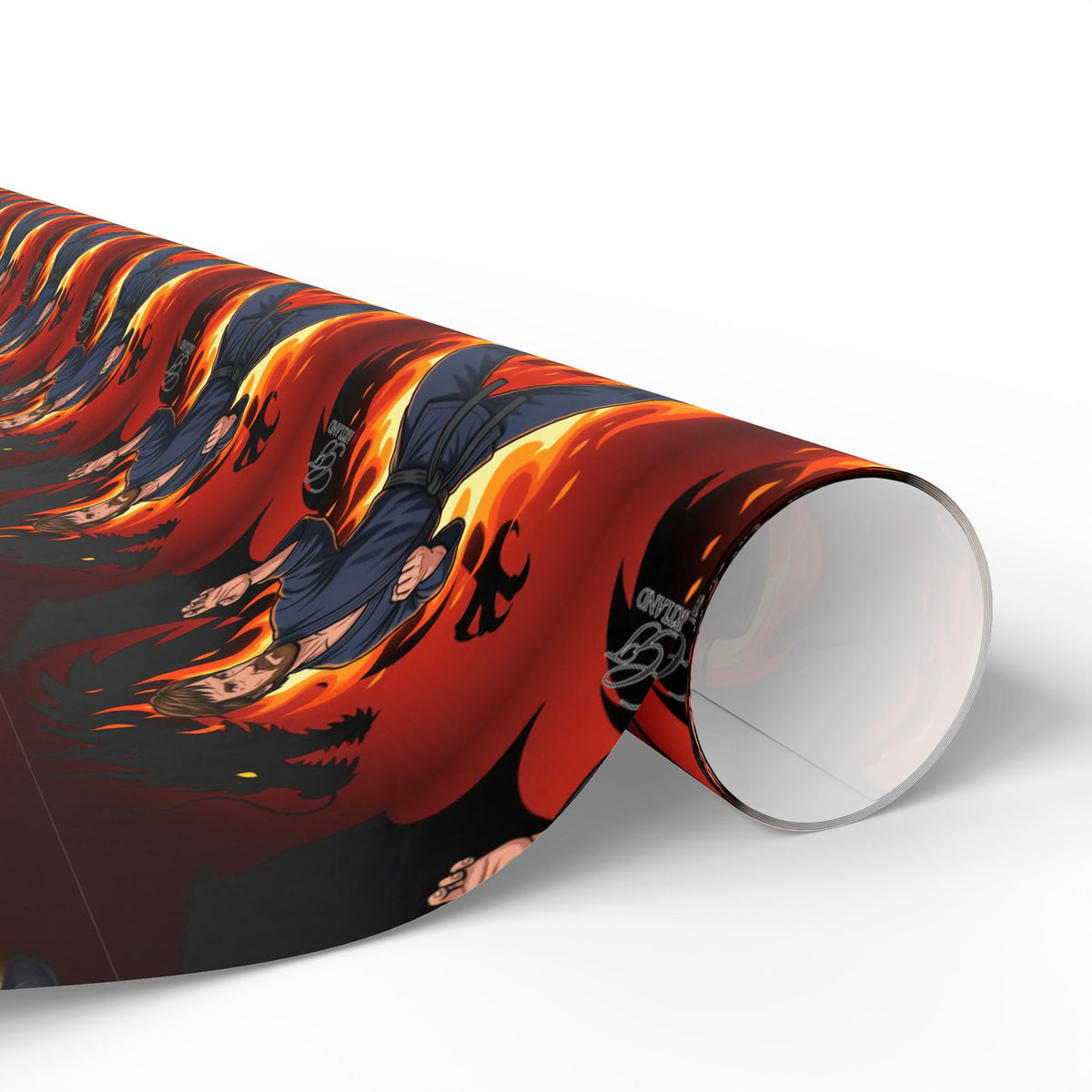 Flaming Chuck Norris Wrapping Papers | Karate Gift Wrap by GT Artland