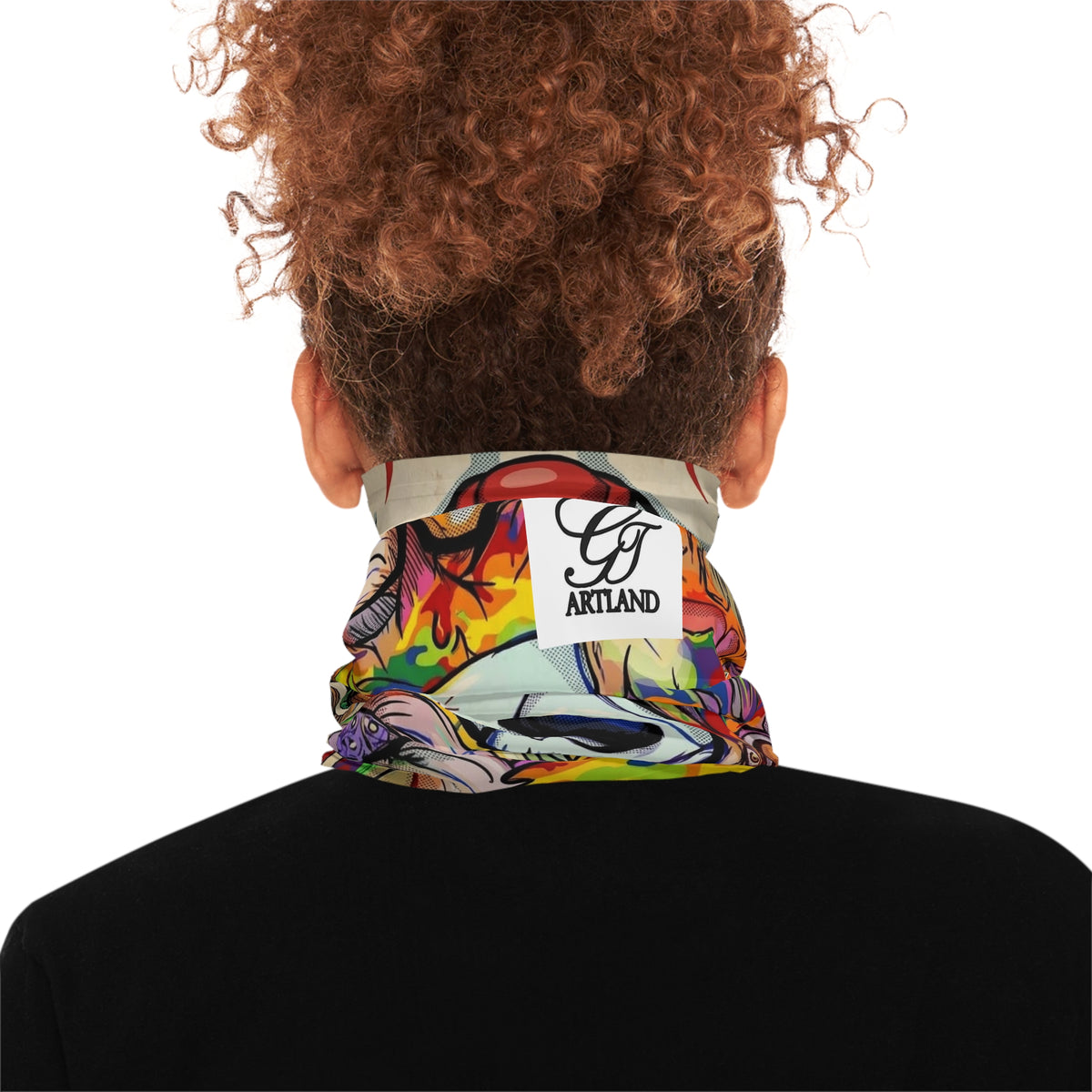 Psychedelic Horror Neck Gaiter — Clown Skull Rainbow Drip Face Covering by GT Artland