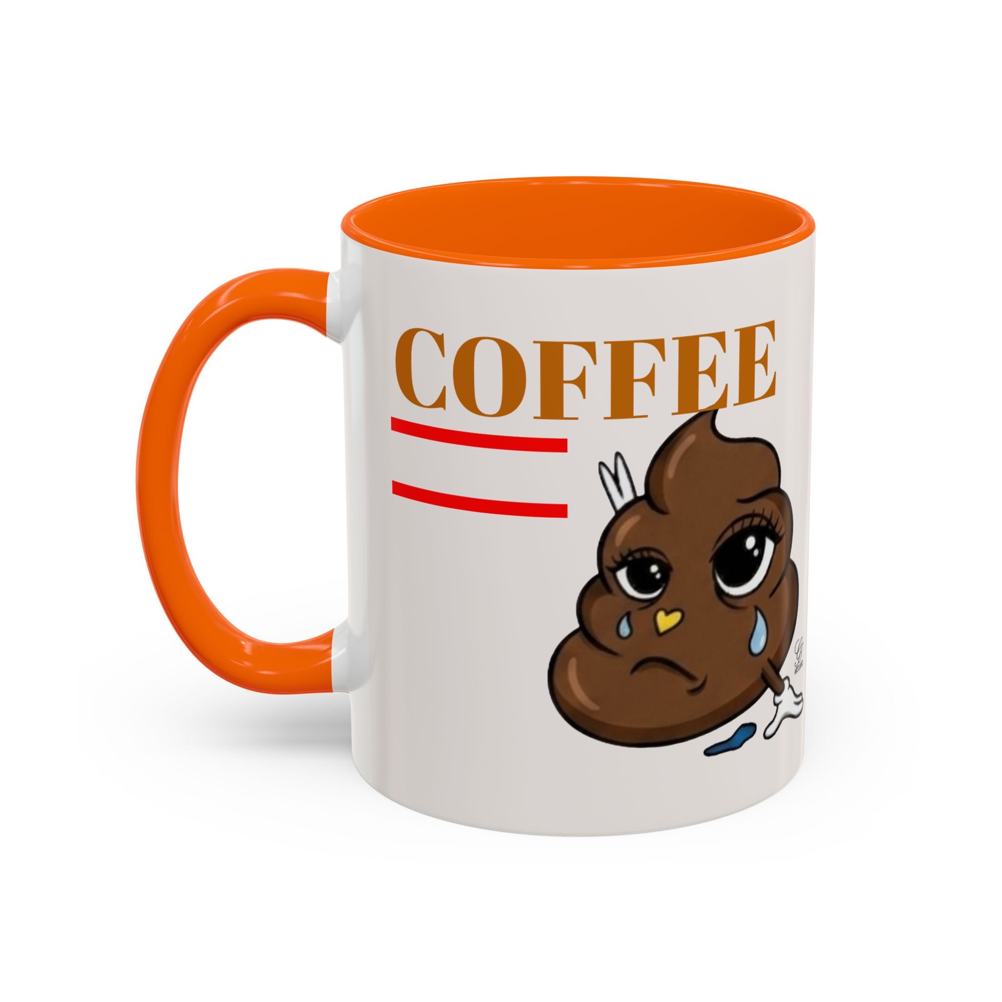 Coffee Mug — Sad Coffee Poop Emoji Designer Toon Accent Mug (11/15oz) by GT Artland
