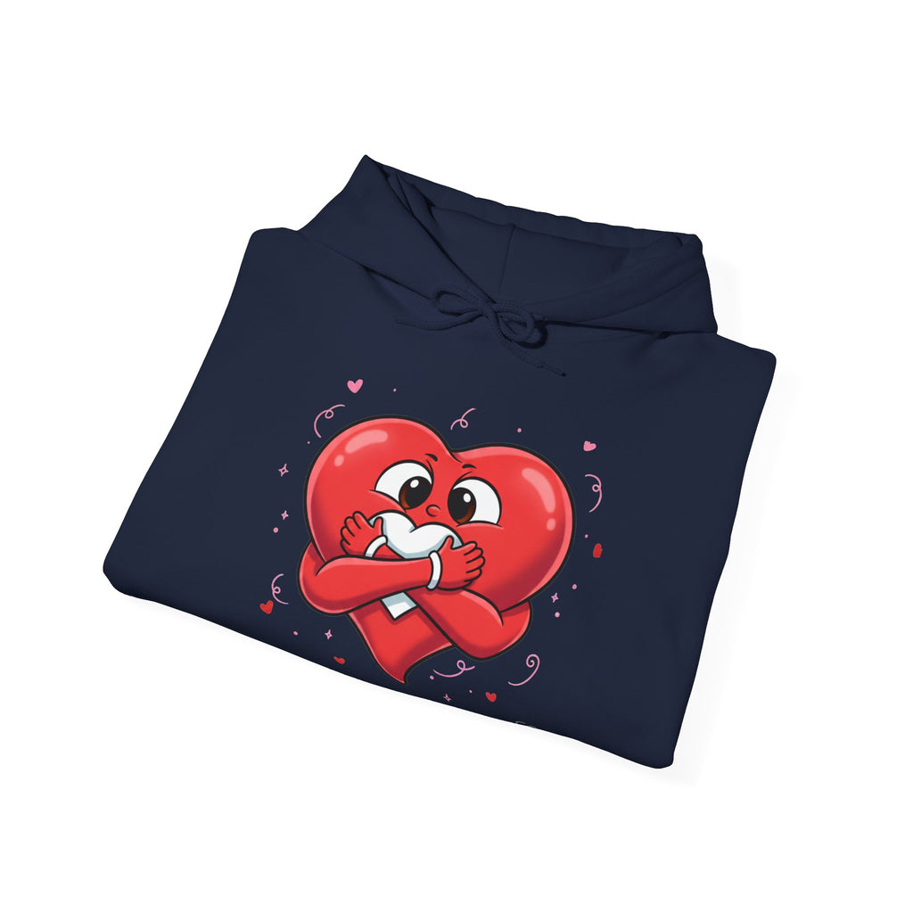 Graphic Heart Unisex Heavy Blend Hooded Sweatshirt | Red Heart Cartoon Sweatshirt