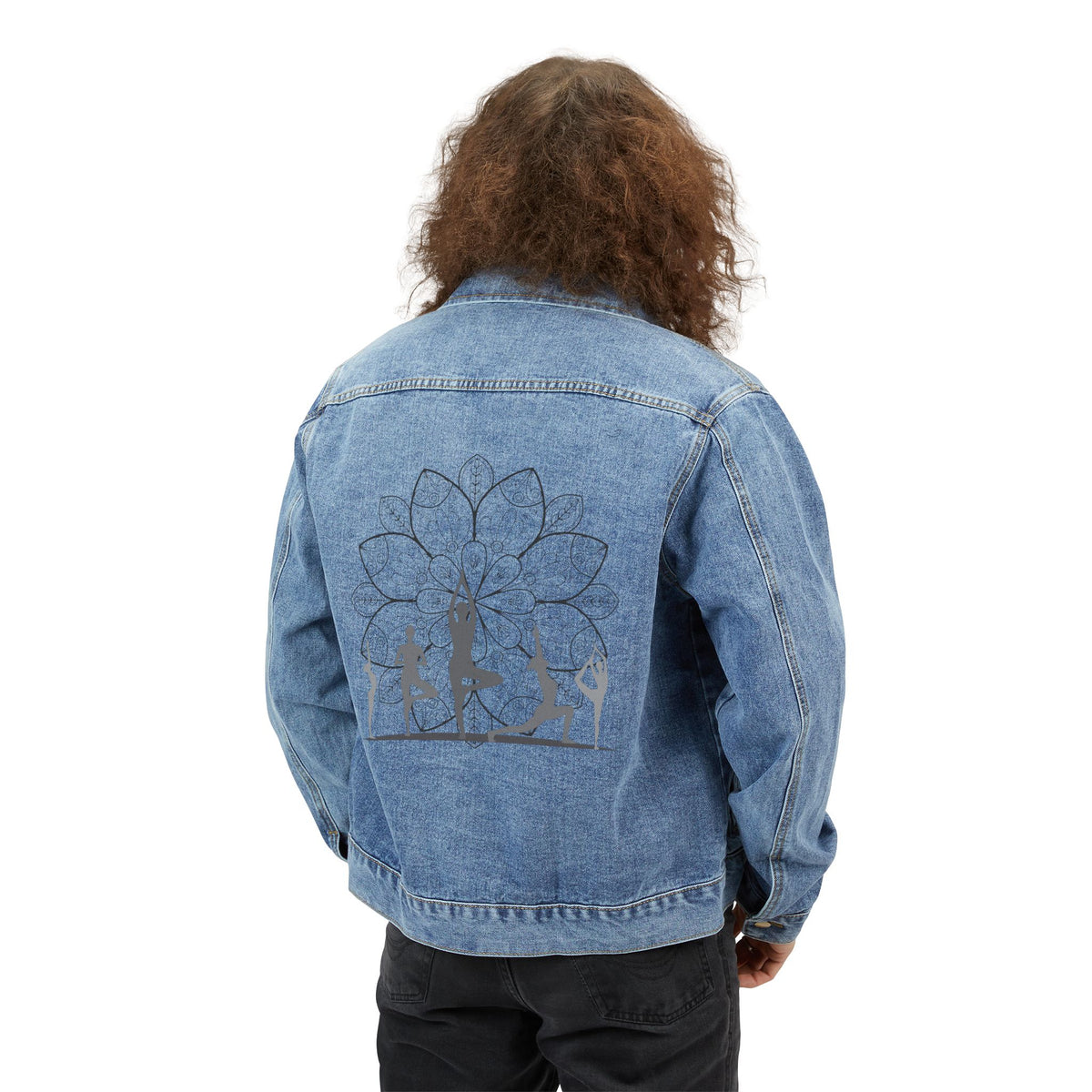 Back Print Denim Exercising Jacket | Wellness Jacket