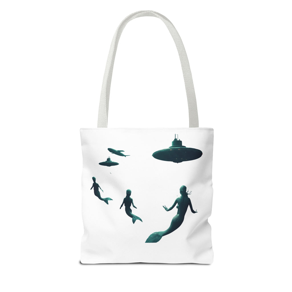 Ocean Inspired Mermaid UFOs Tote Bag With A Underwater Alien Scene