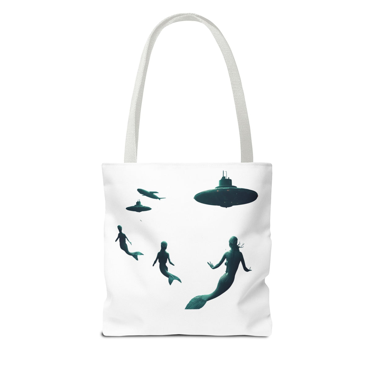 Ocean Inspired Mermaid UFOs Tote Bag With A Underwater Alien Scene