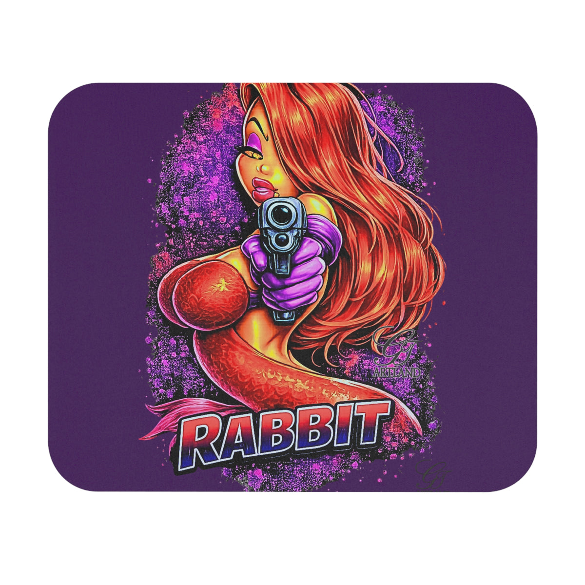 Pinup Vixen Rabbit Mouse Pad | Retro Femme Fatale Rabbit Graphic by GT Artland
