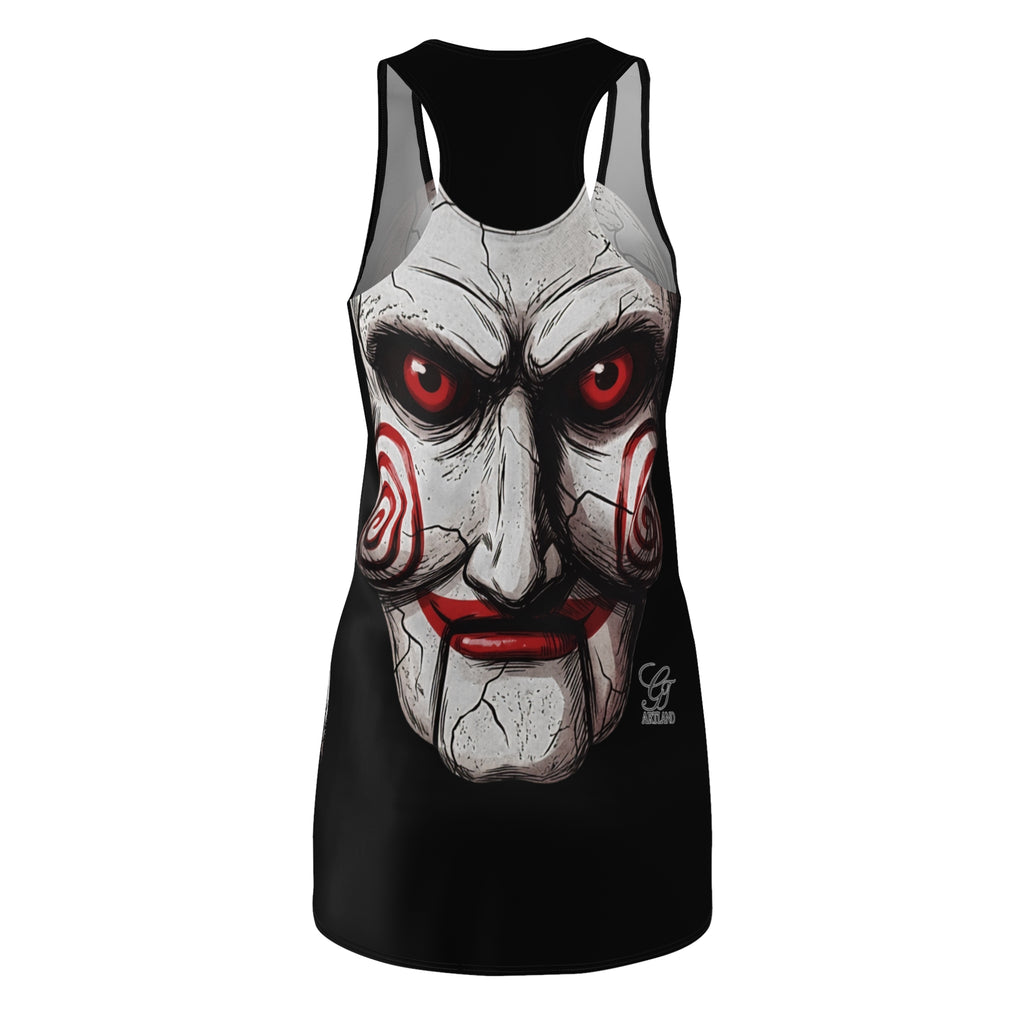 Spooky Cracked Mask Evil Dummy Halloween Dark Horror Designer Dress | Racerback  by GT Artland