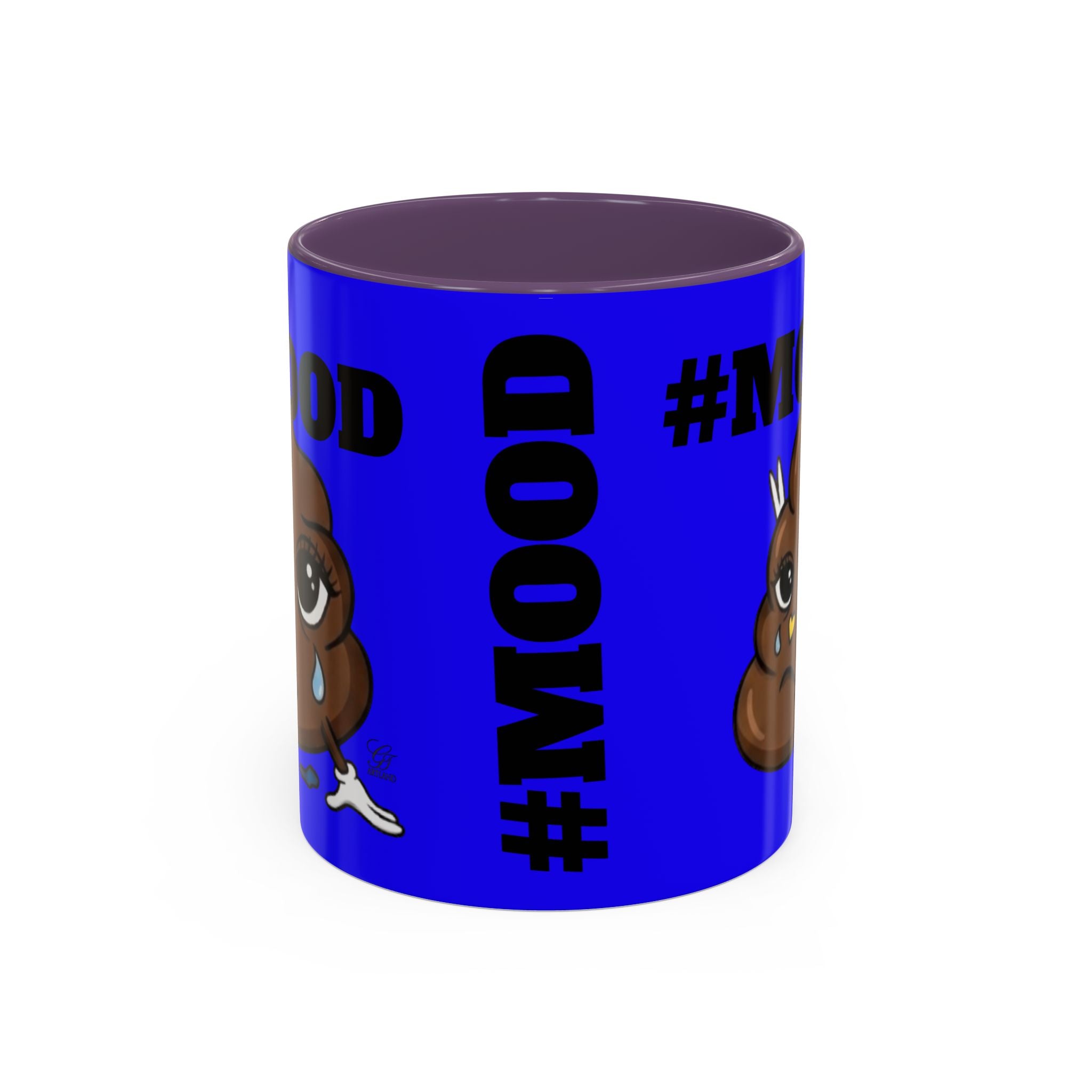 #MOOD Poop Emoji Retro Blue Accent Coffee Mug – Funny Blue 11/15oz Gift by GT Artland