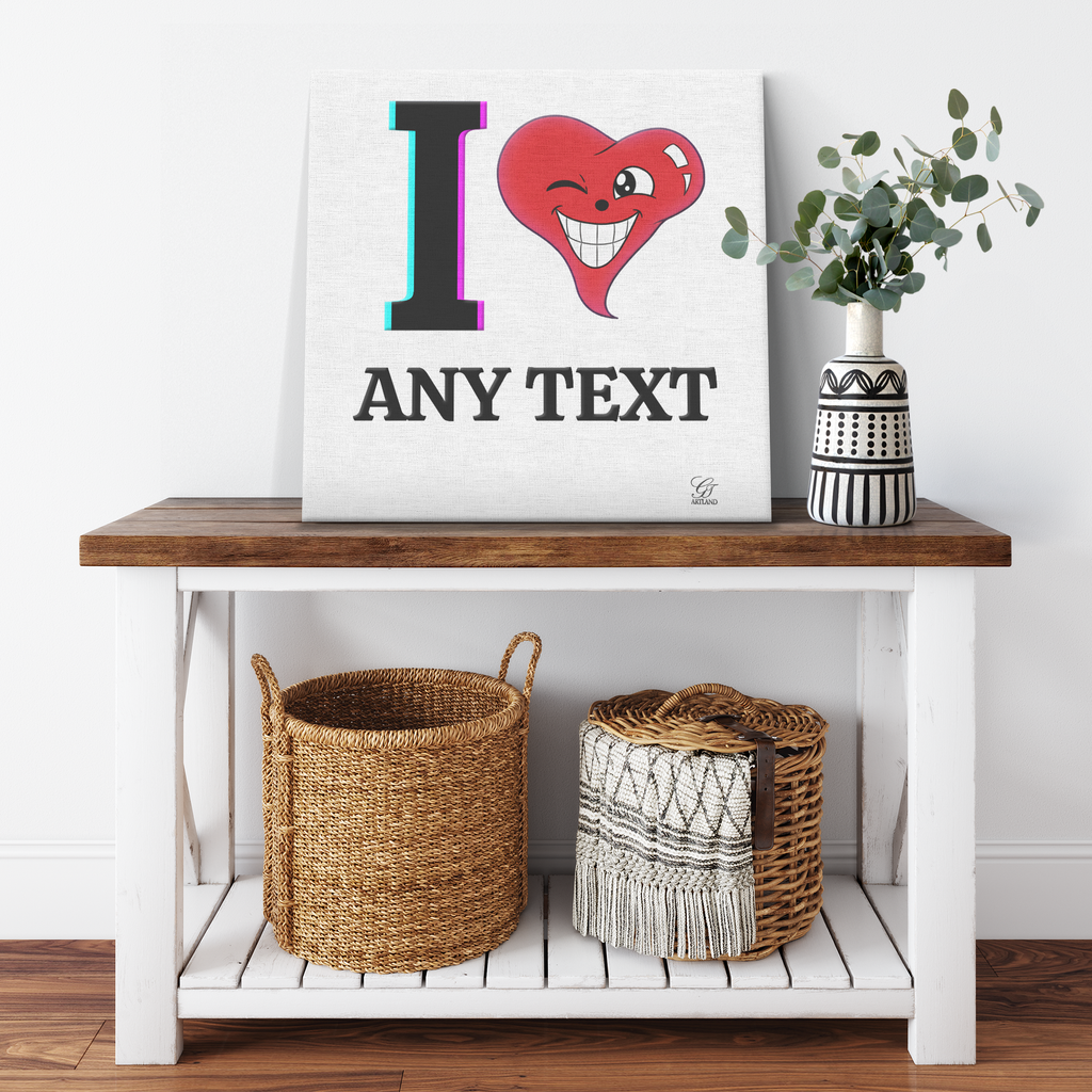 I Heart "Personalization"  Square Canvas Wrap by GT Artland