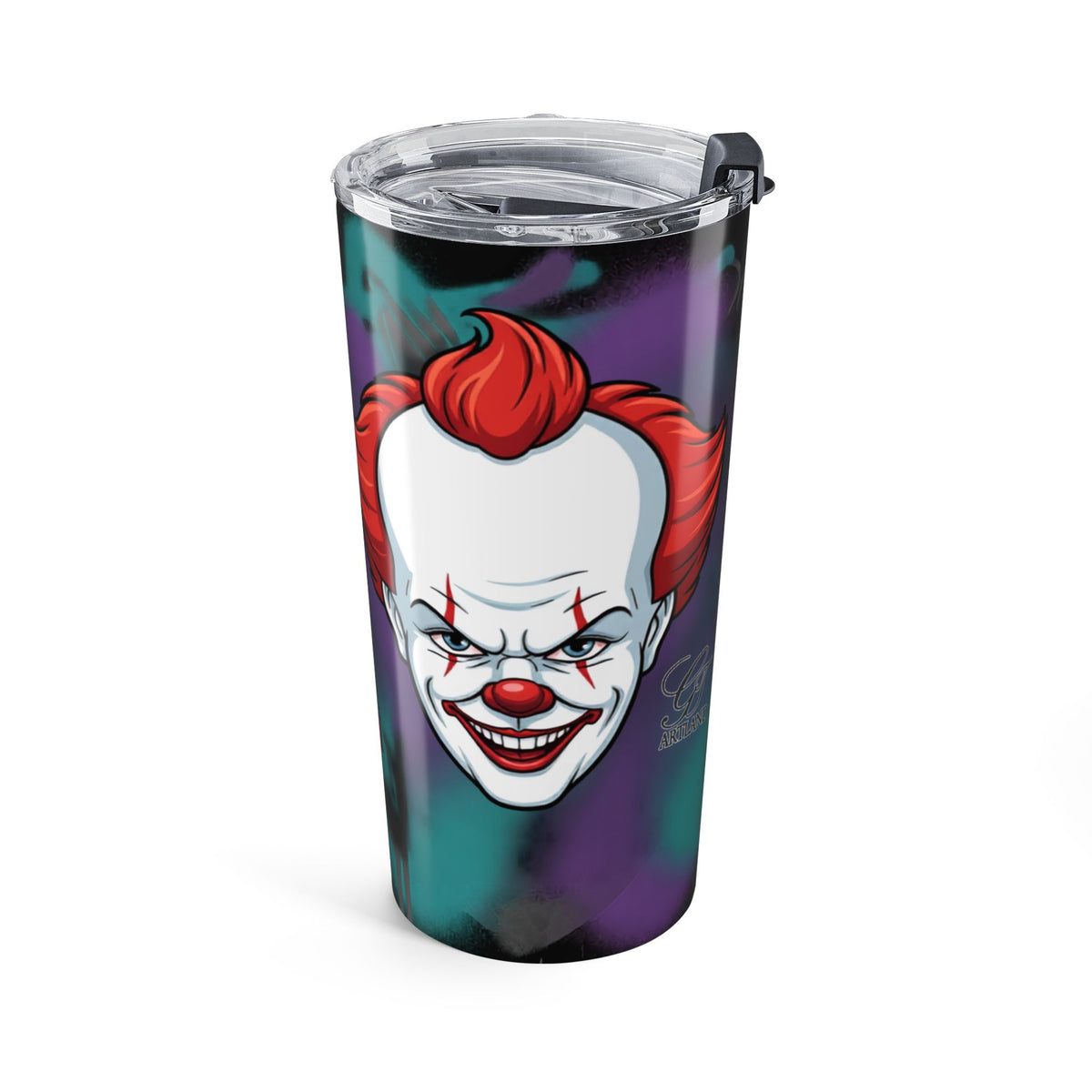Scary Red-Haired Clown Tumbler 20oz | Horror Inspired Drinkware by GT Artland