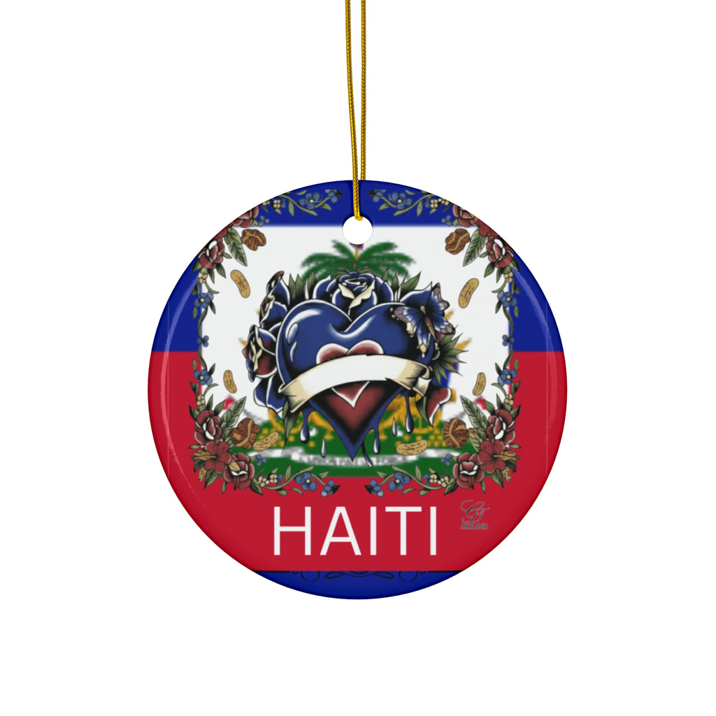 Haiti Ceramic Ornament — Heart Crest Holiday Keepsake by GT Artland