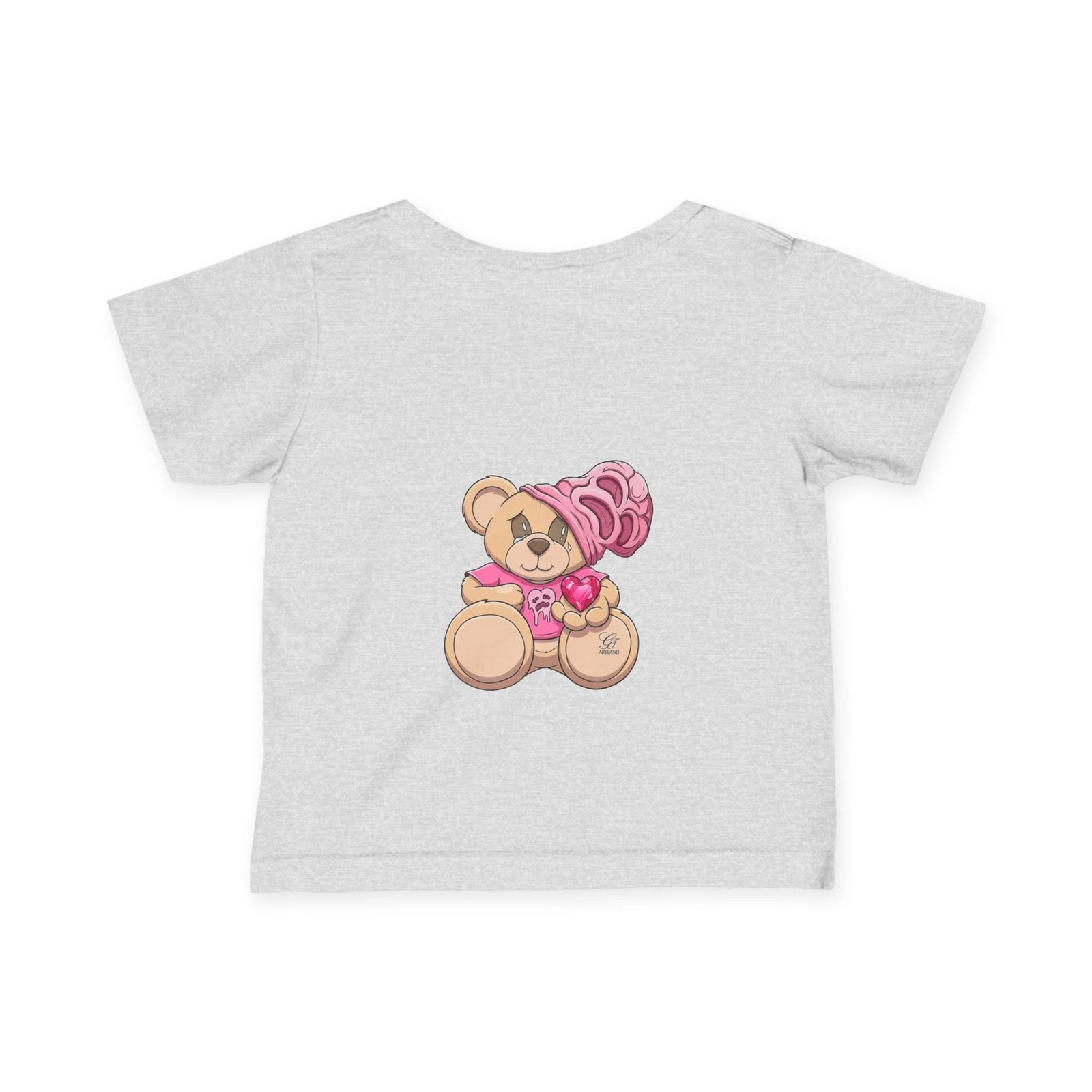 Teddy Bear with Heart Tees Infant Tee | Cute Pink Bear Baby Shirt by GT Artland