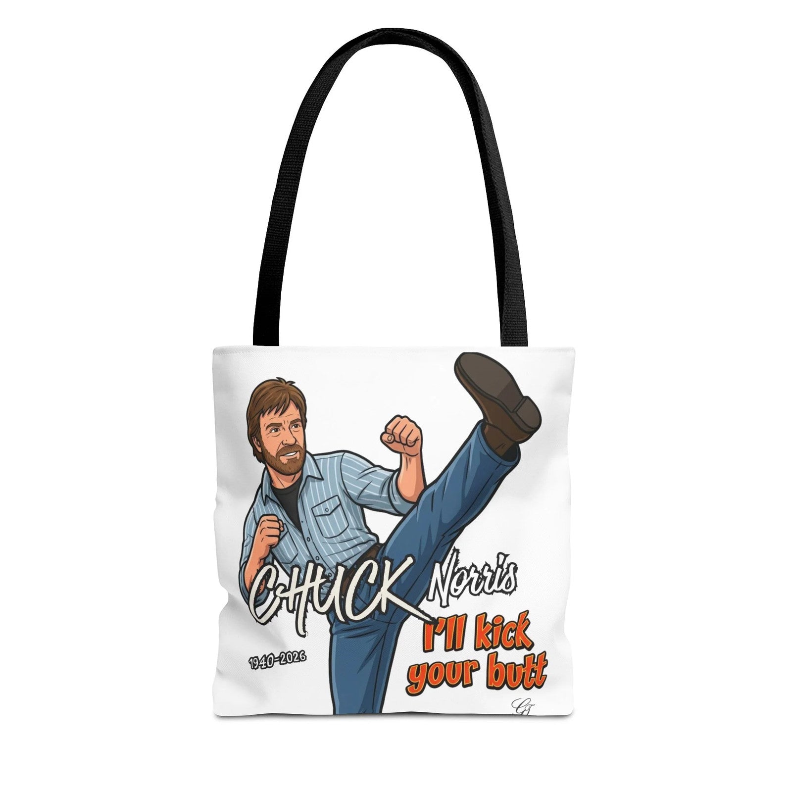 Chuck Norris I'll Kick Your Butt Tote Bag | Martial Arts Illustration by GT