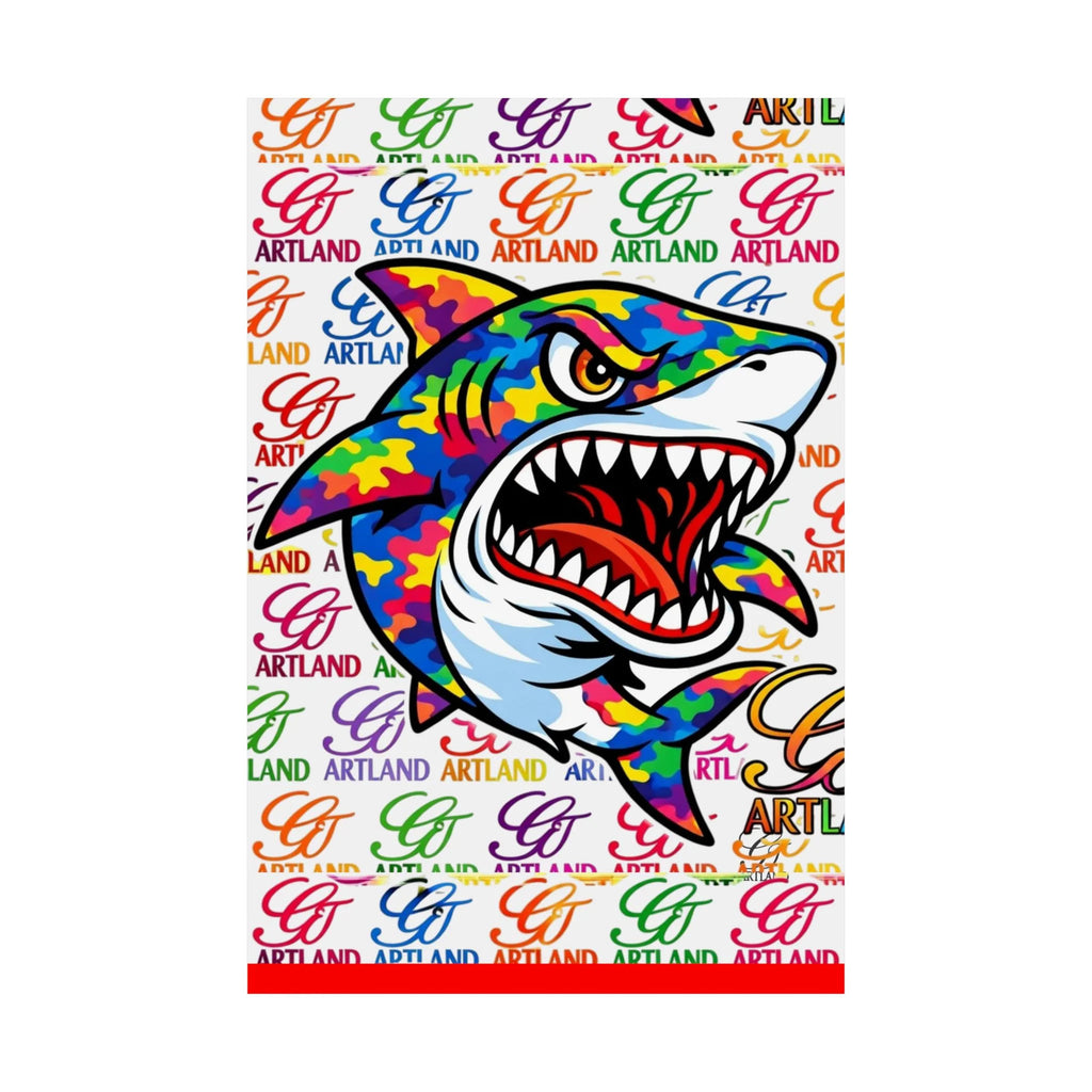 Colorful Designer Camouflage Killa Shark GT Matte Vertical Posters | Vibrant