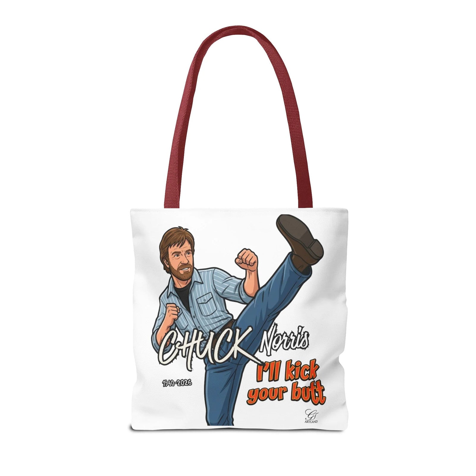 Chuck Norris I'll Kick Your Butt Tote Bag | Martial Arts Illustration by GT